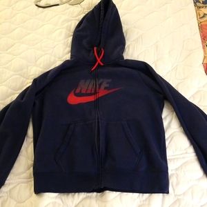 Dark blue Nike hoodie. Full zip-up hoodie. Size largecc